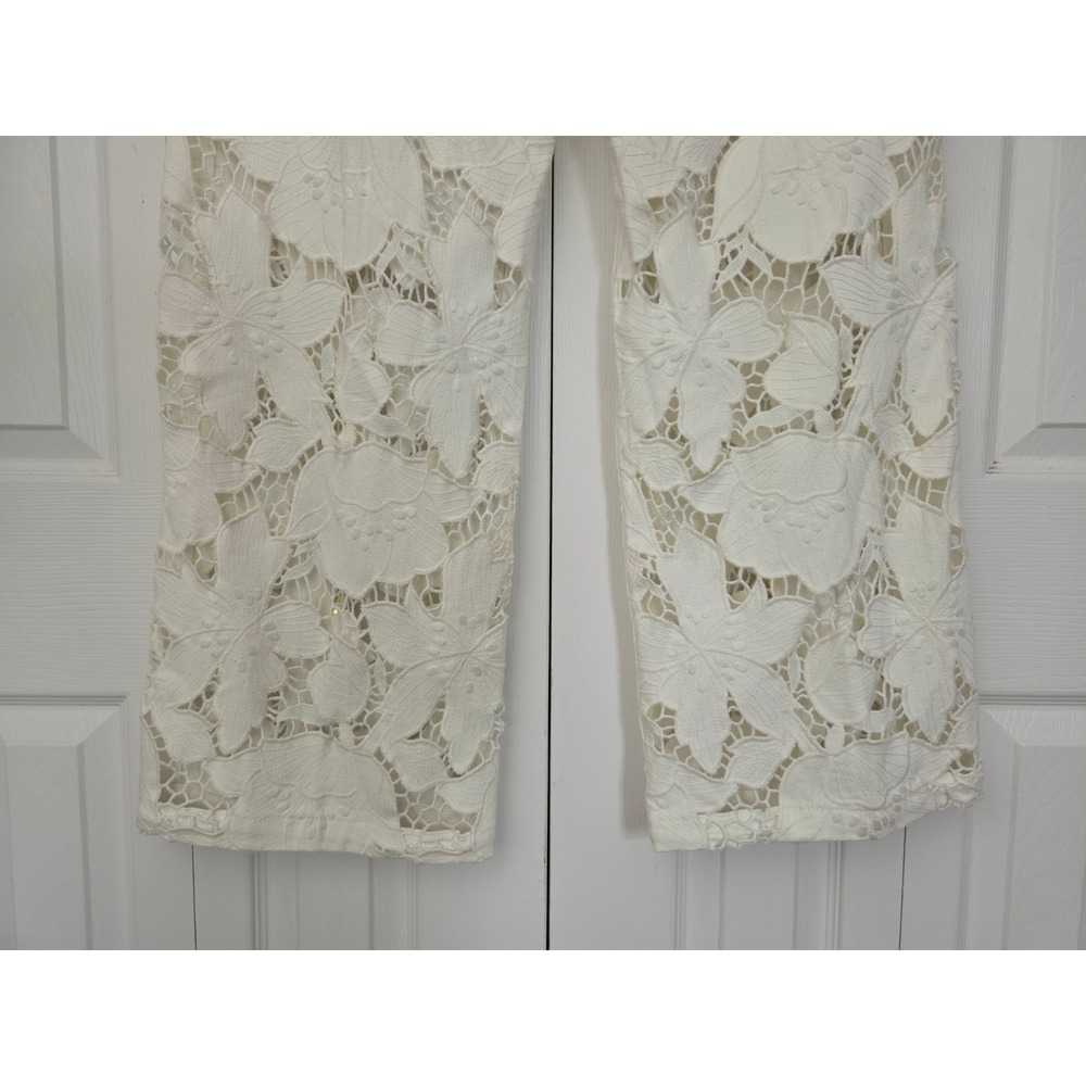 Liverpool The Stride Jeans Wide Leg Floral Pants Womens 8/29 Ivory NWT $139 - Picture 6 of 11